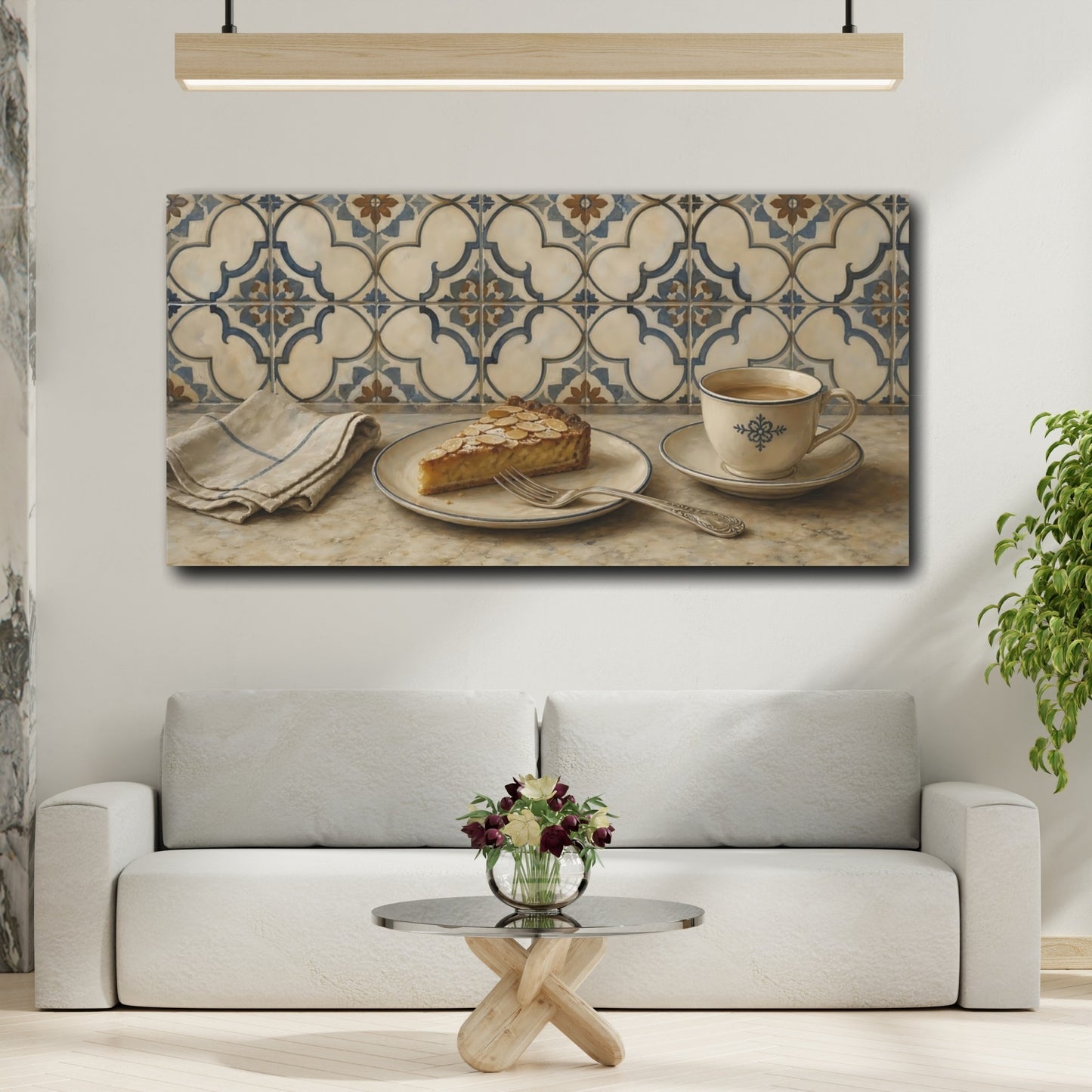 Mockup 2. Almond Tart And Tea shown as canvas print