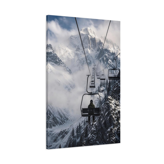 Main Mockup. Alpine Chairlift Ascent shown as canvas print