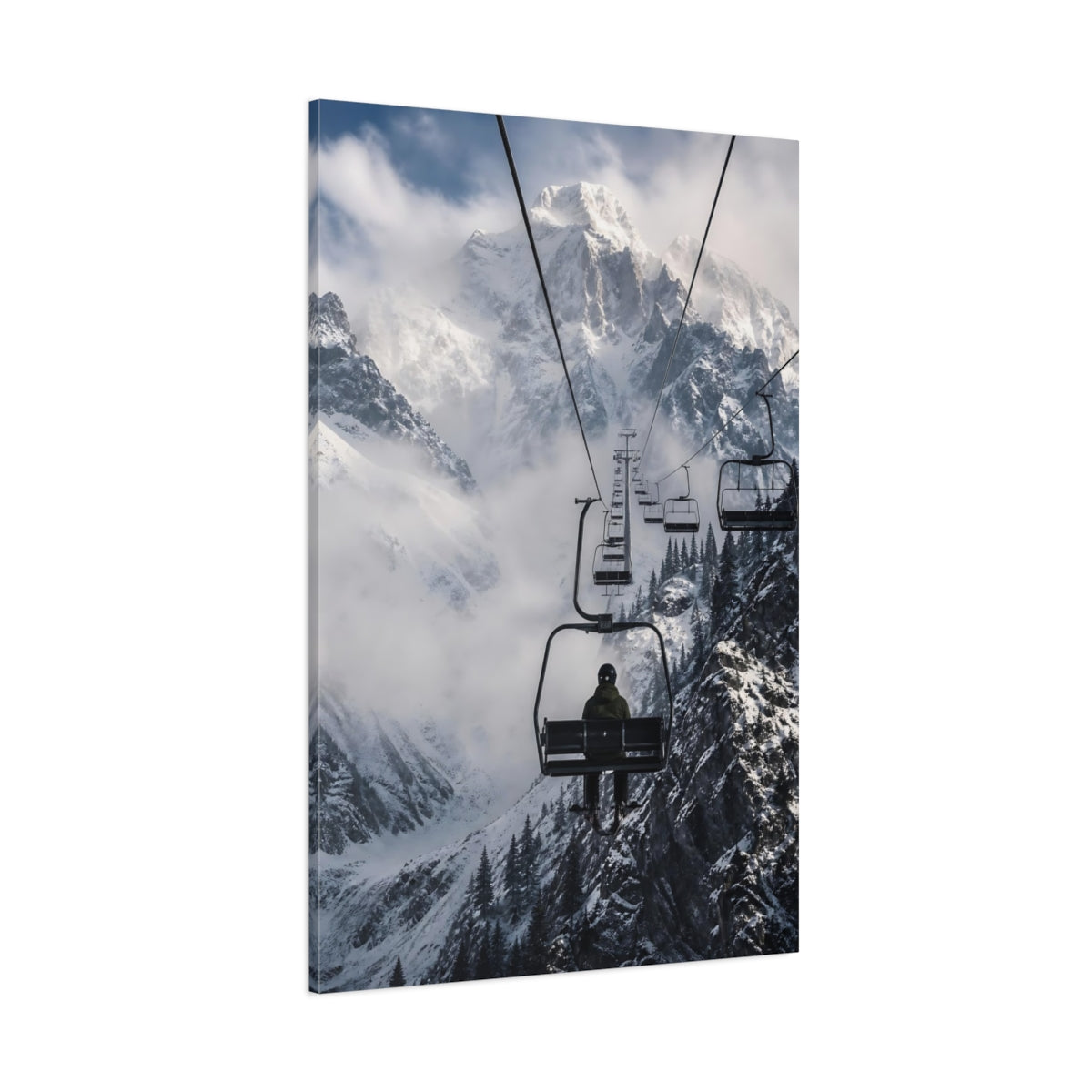 Side Mockup 1. Alpine Chairlift Ascent shown as canvas print