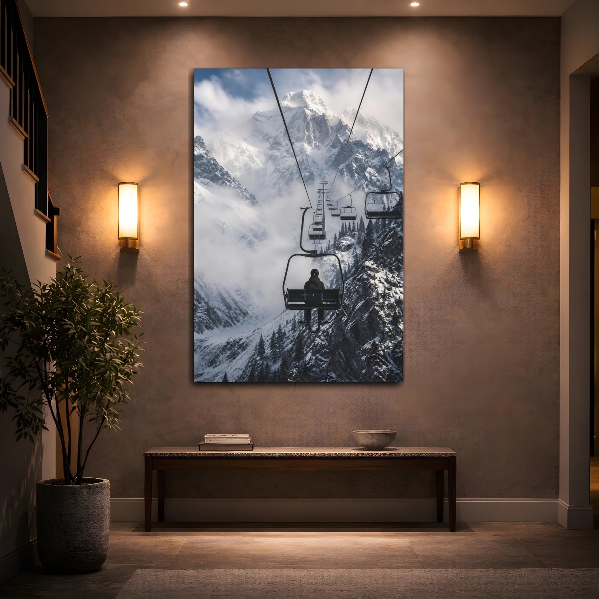 Mockup 2. Alpine Chairlift Ascent shown as canvas print