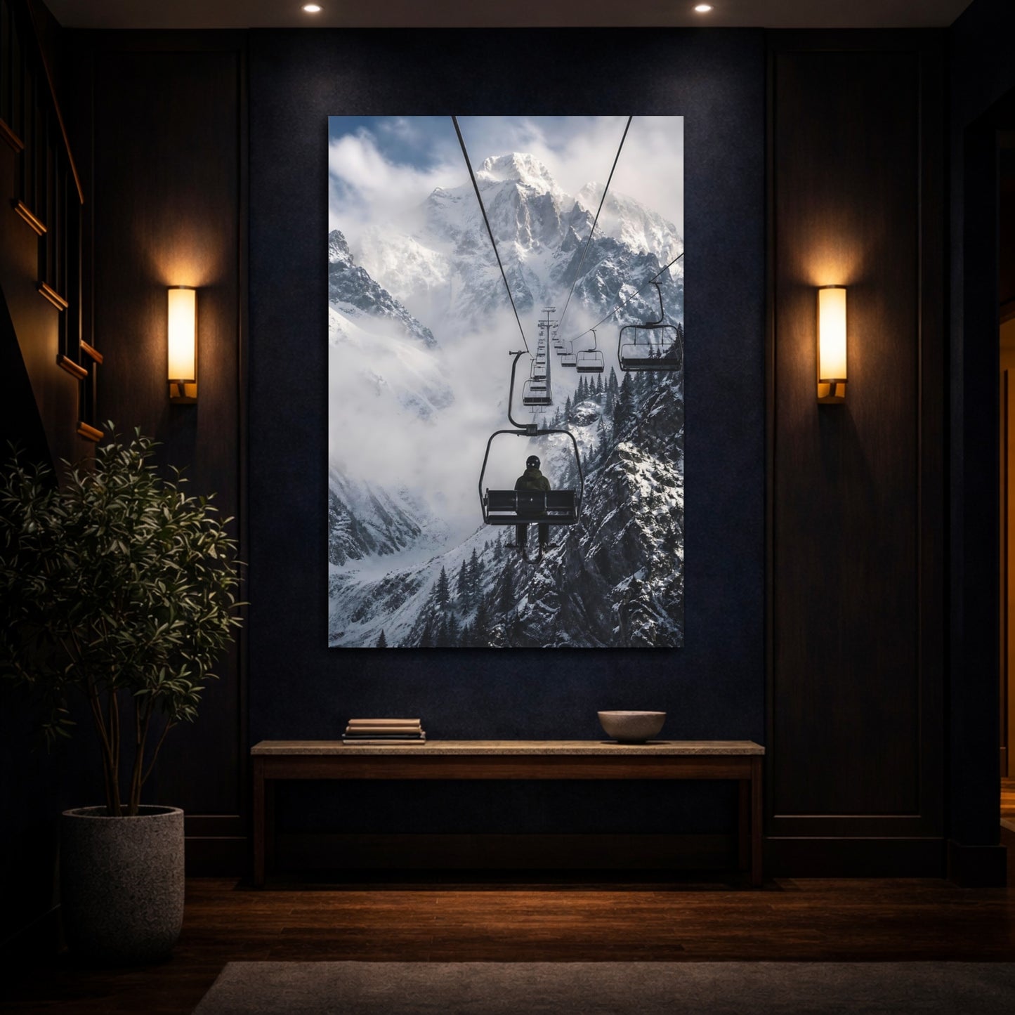 Mockup 4. Alpine Chairlift Ascent shown as canvas print