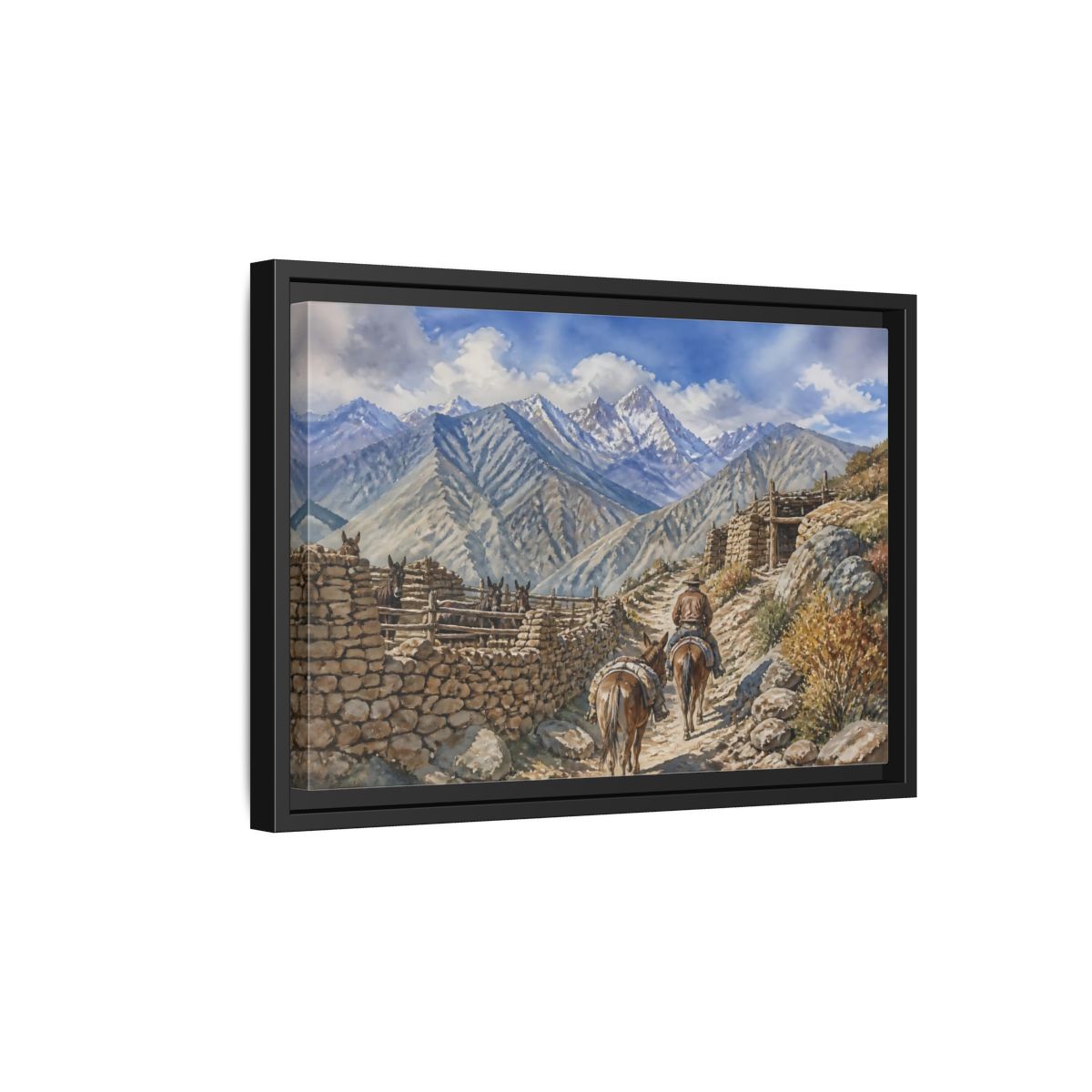 Side Mockup 6. Alpine Mule Trail shown as framed canvas print