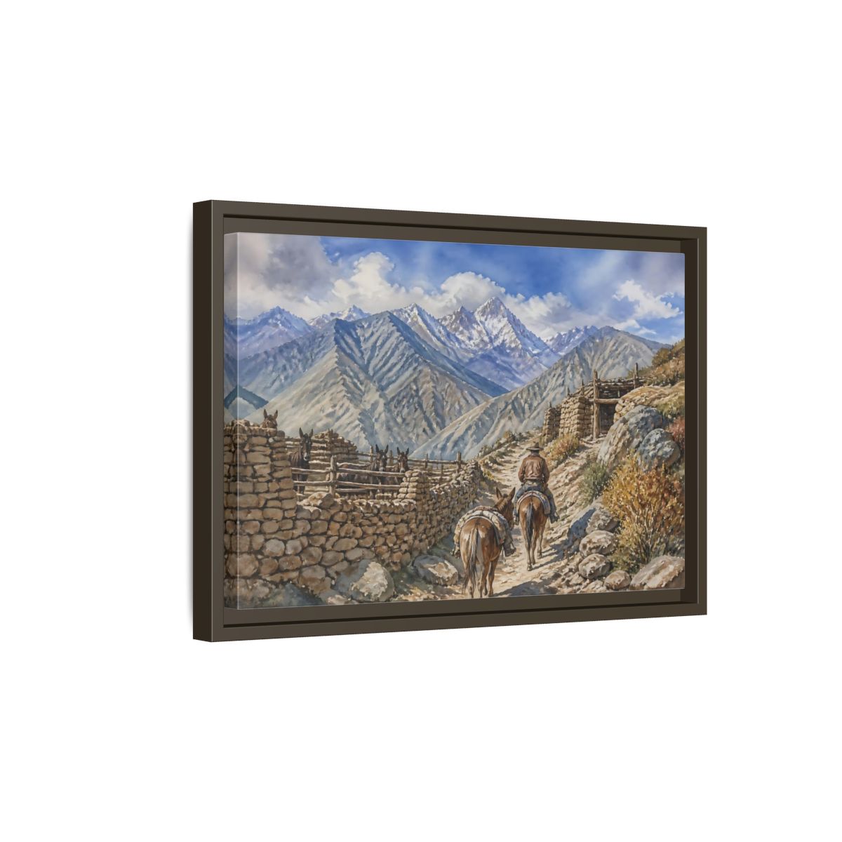 Side Mockup 5. Alpine Mule Trail shown as framed canvas print