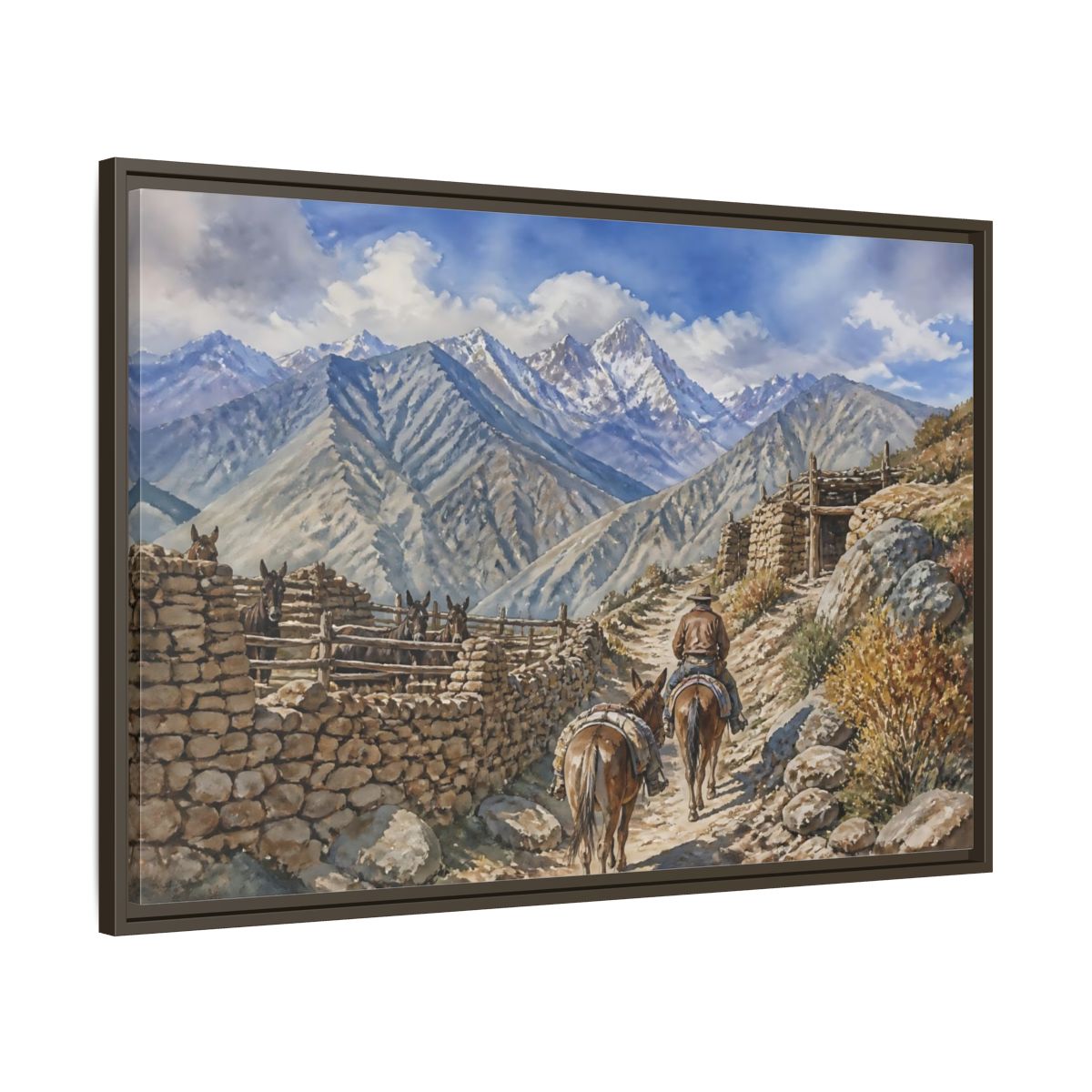 Main Mockup. Alpine Mule Trail shown as framed canvas print