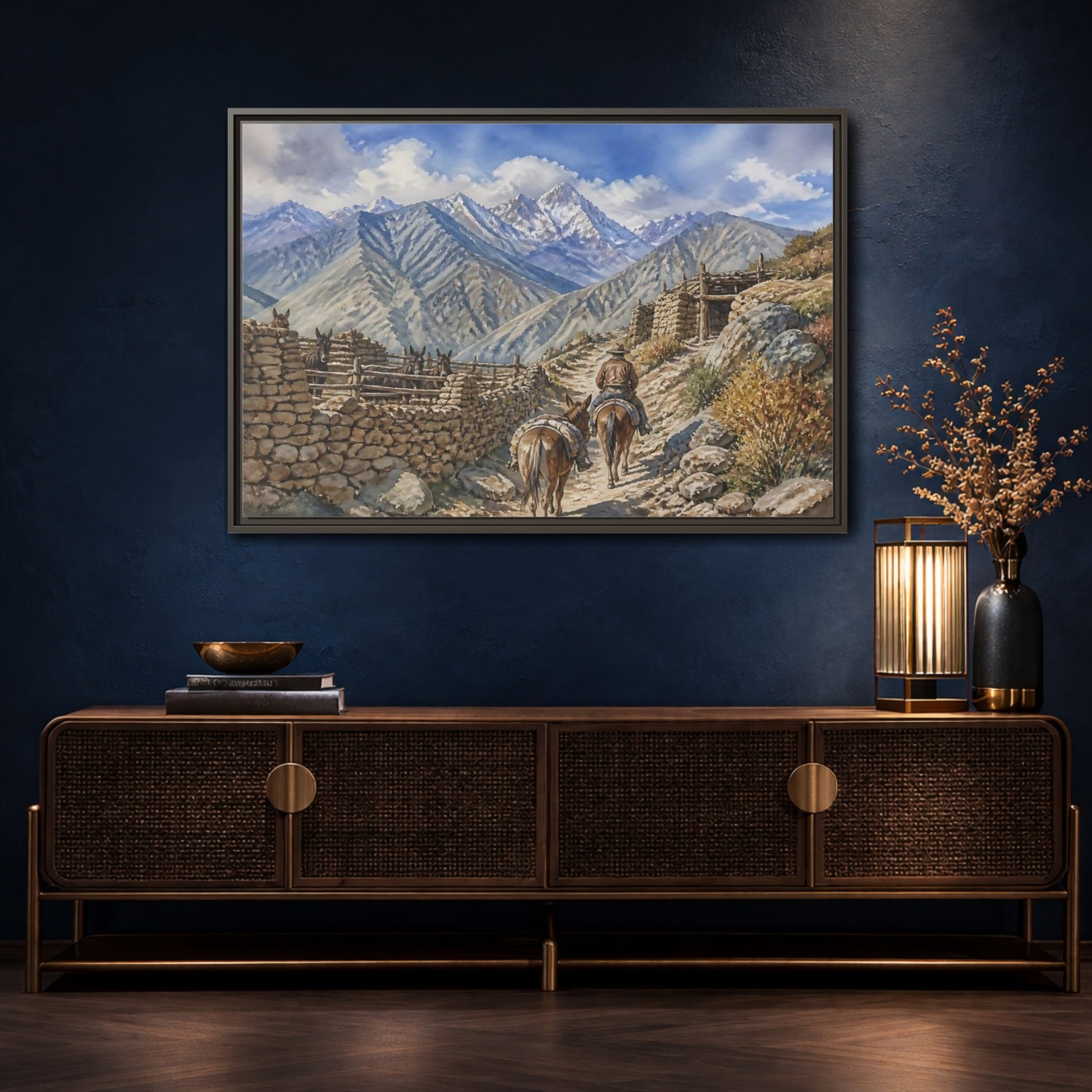 Mockup 4. Alpine Mule Trail shown as framed canvas print