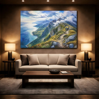 Mockup 2. Alpine Ridge Landscape shown as canvas print