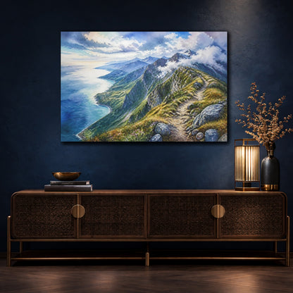 Mockup 4. Alpine Ridge Landscape shown as canvas print
