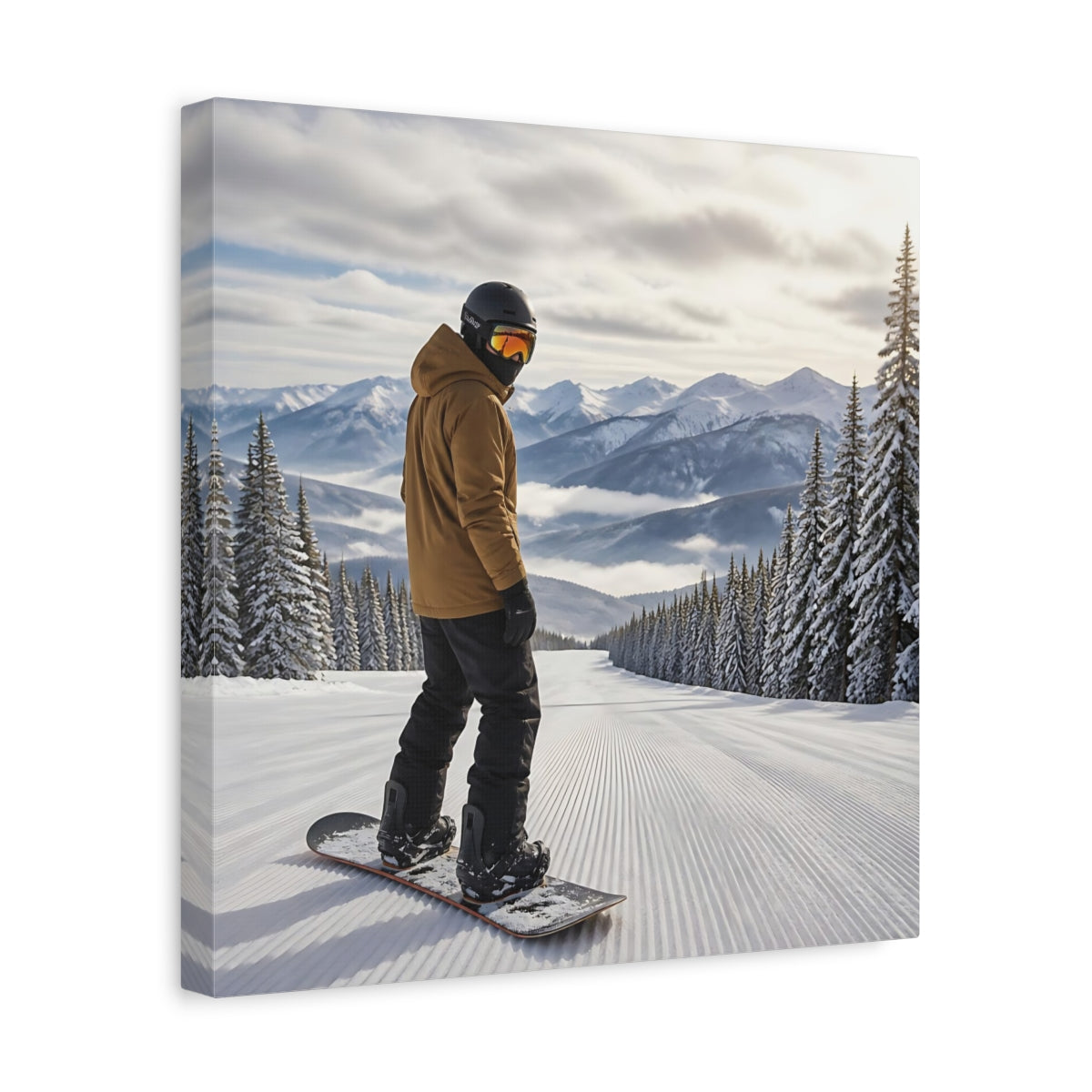 Side Mockup 7. Alpine Snowboard Descent shown as canvas print
