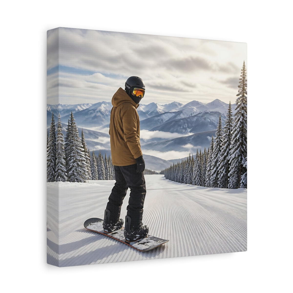 Side Mockup 9. Alpine Snowboard Descent shown as canvas print
