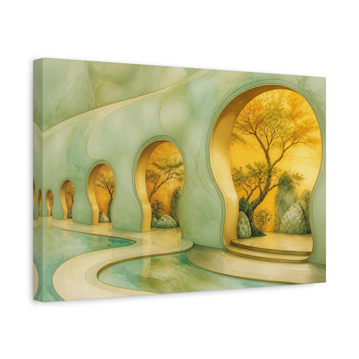 Side Mockup 4. Amber Courtyard Alcoves shown as canvas print