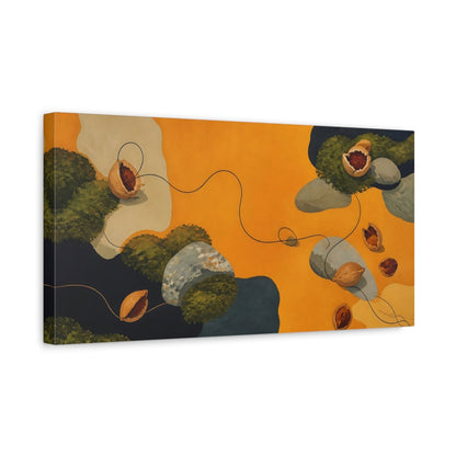 Side Mockup 3. Amber Seed Pods And Stones shown as canvas print