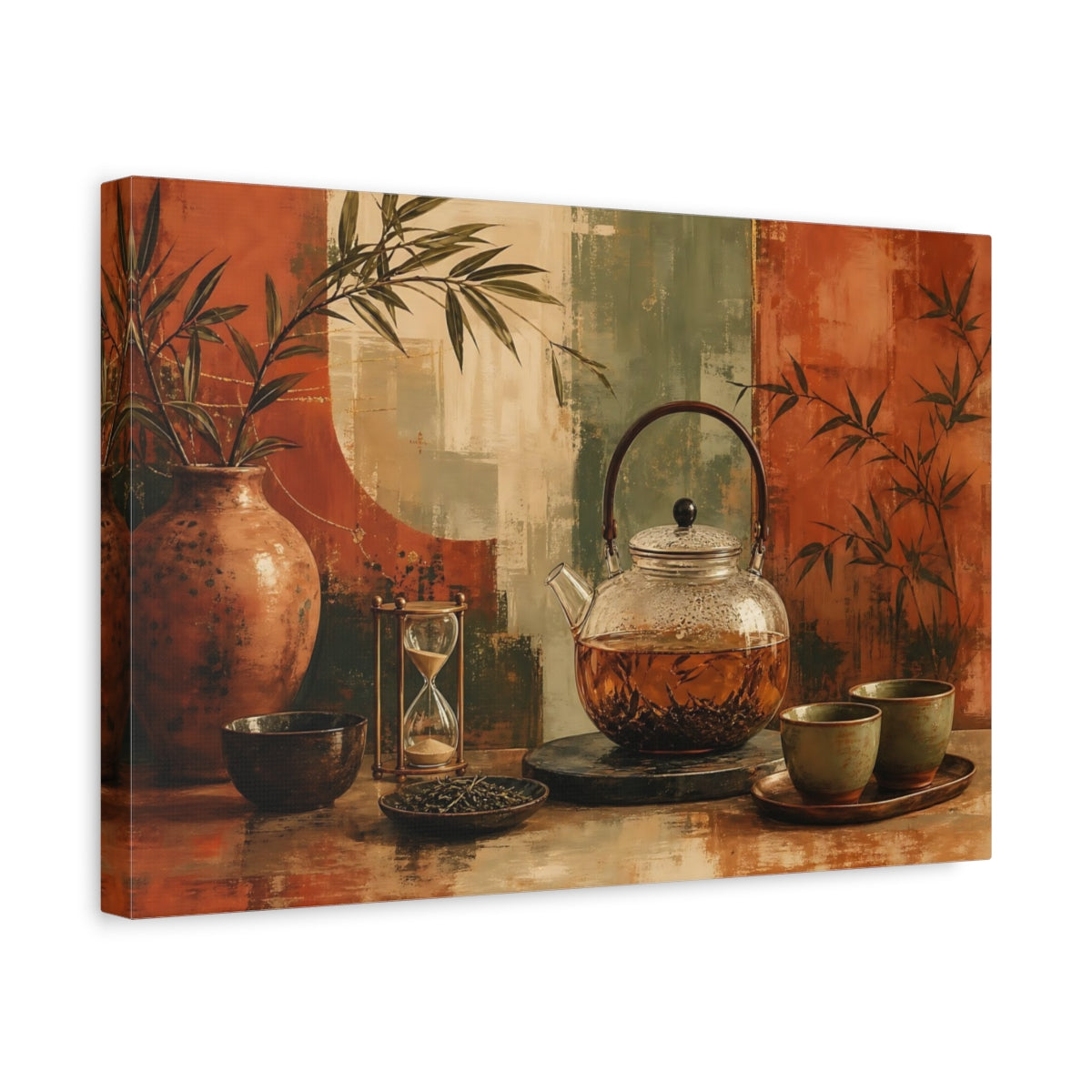 Side Mockup 4. Amber Tea Still Life shown as canvas print
