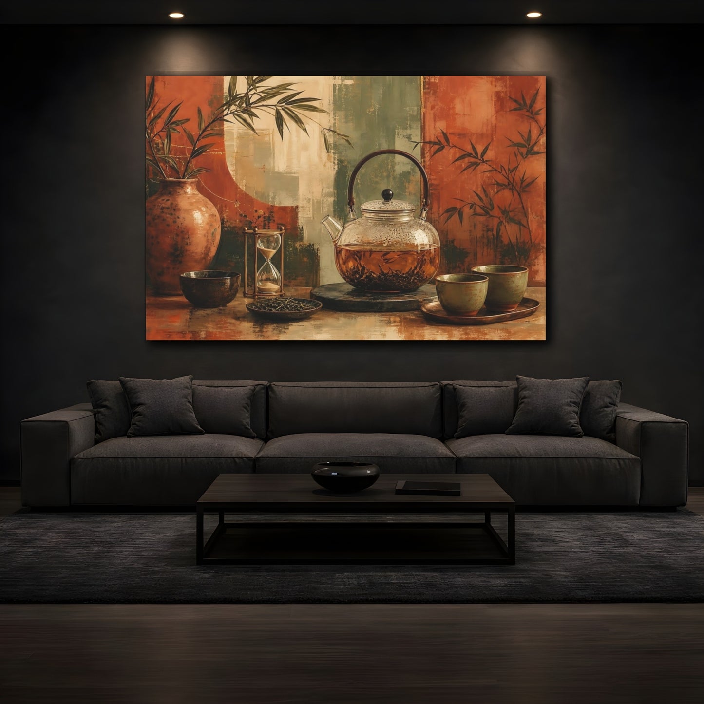 Mockup 3. Amber Tea Still Life shown as canvas print