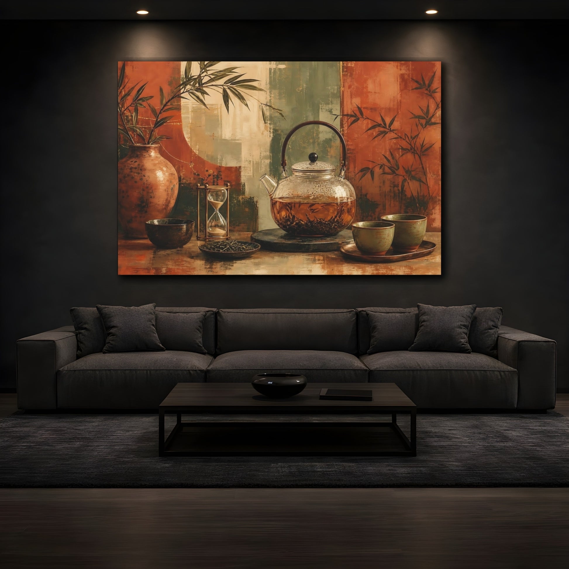 Mockup 3. Amber Tea Still Life shown as canvas print