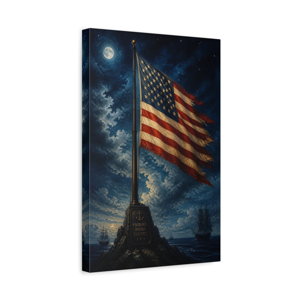 Side Mockup 4. American Flag Tribute shown as canvas print