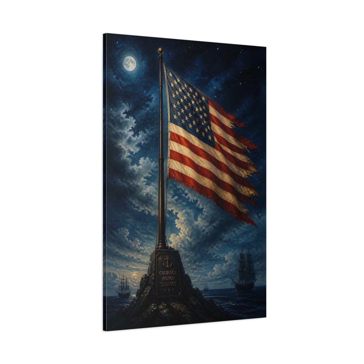 Side Mockup 1. American Flag Tribute shown as canvas print