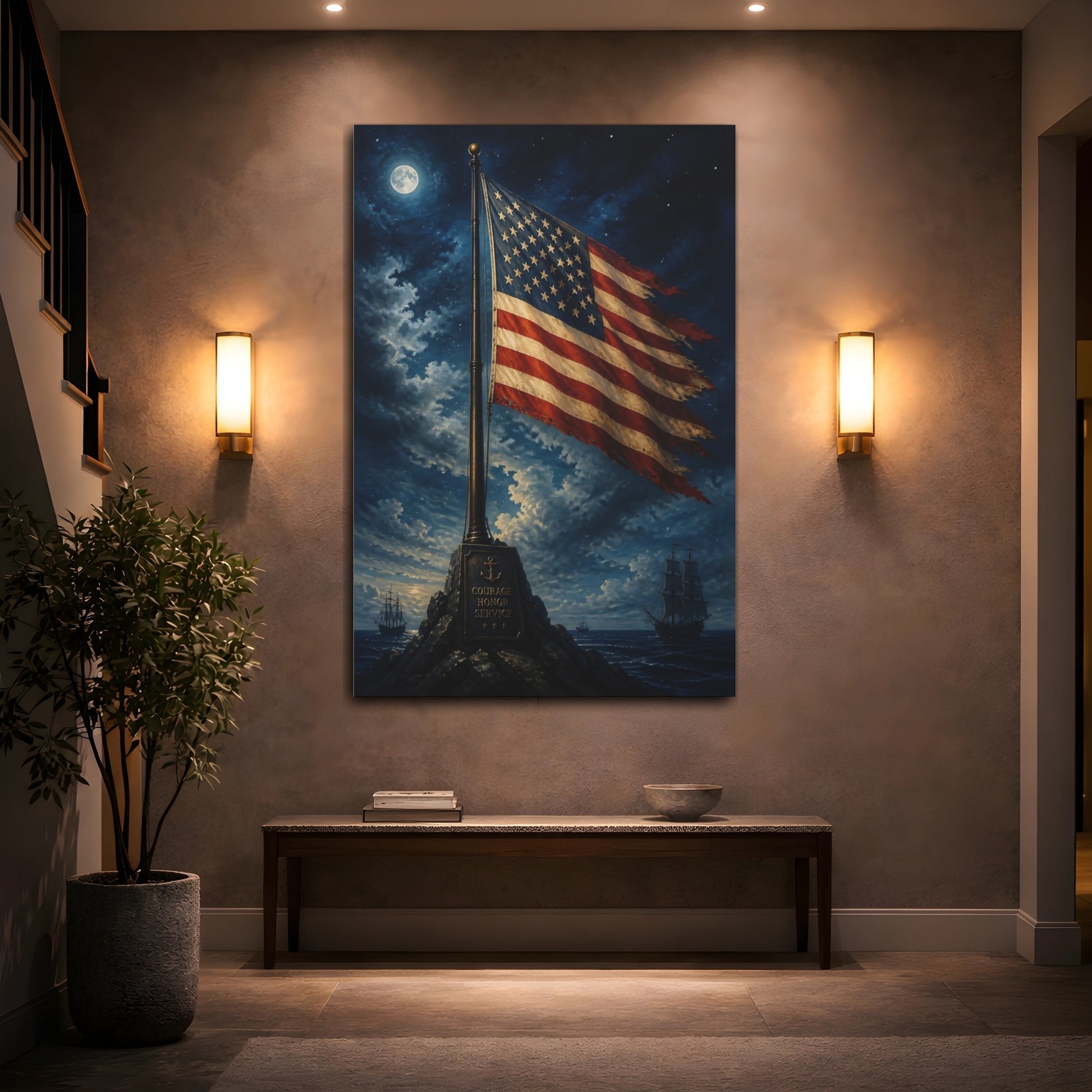 Mockup 2. American Flag Tribute shown as canvas print
