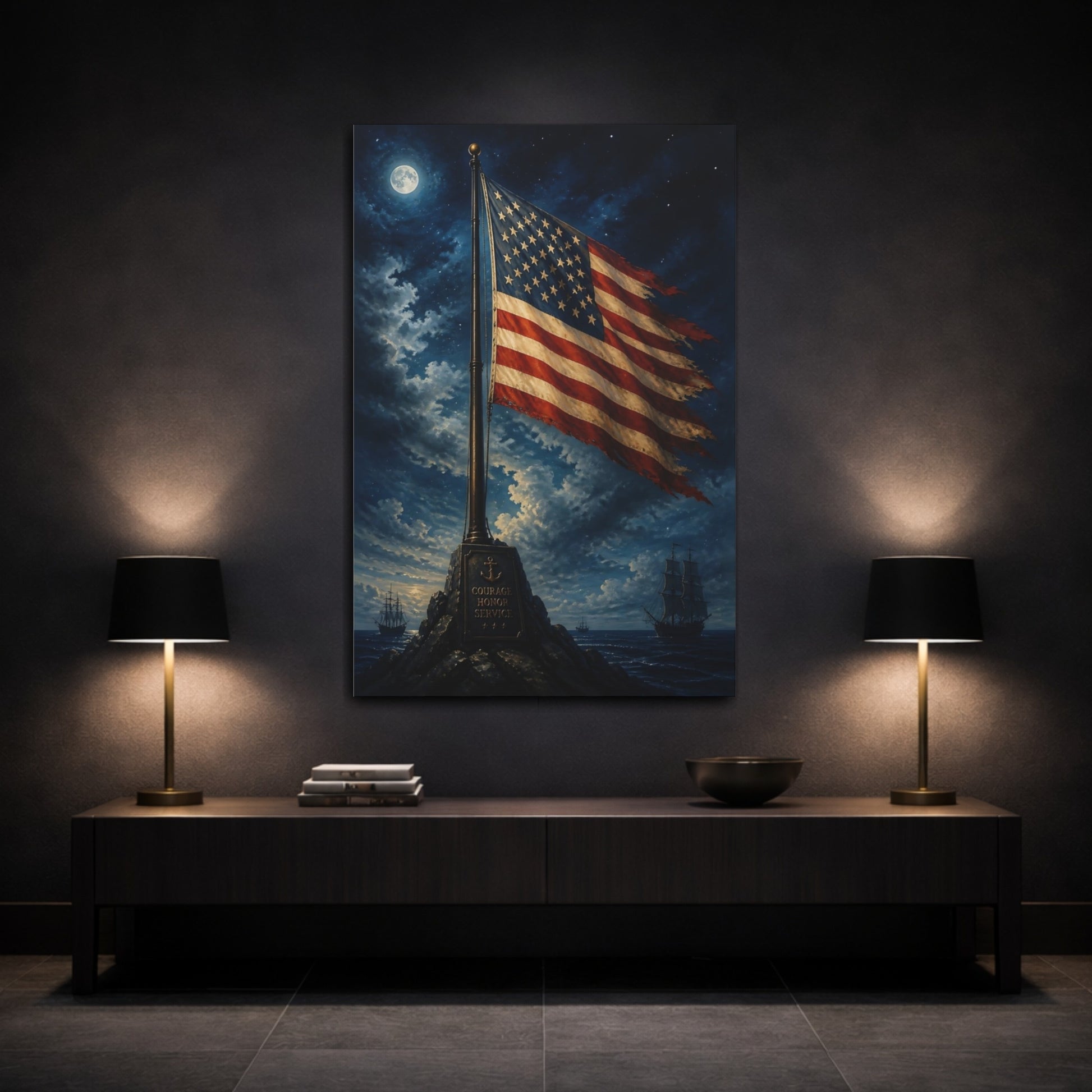 Mockup 3. American Flag Tribute shown as canvas print