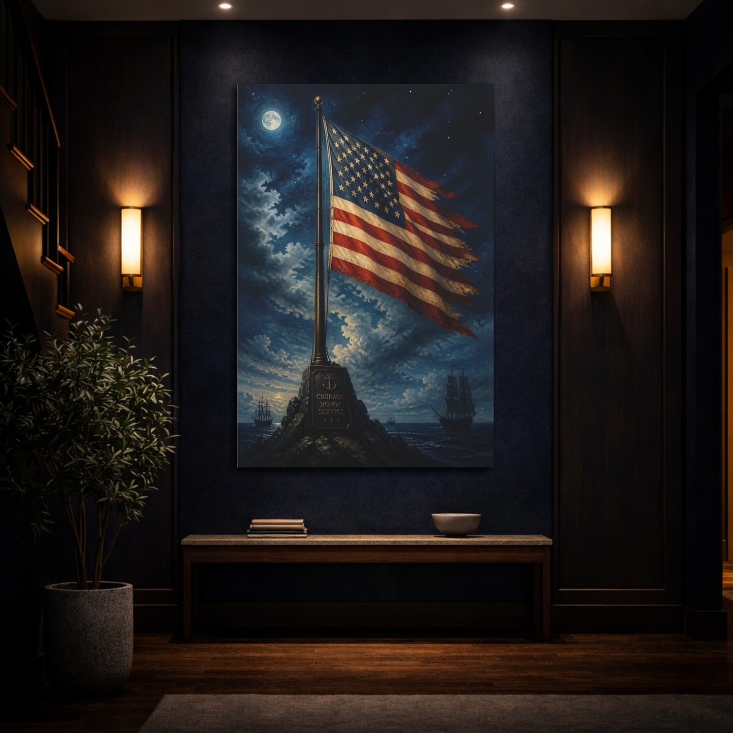 Mockup 4. American Flag Tribute shown as canvas print
