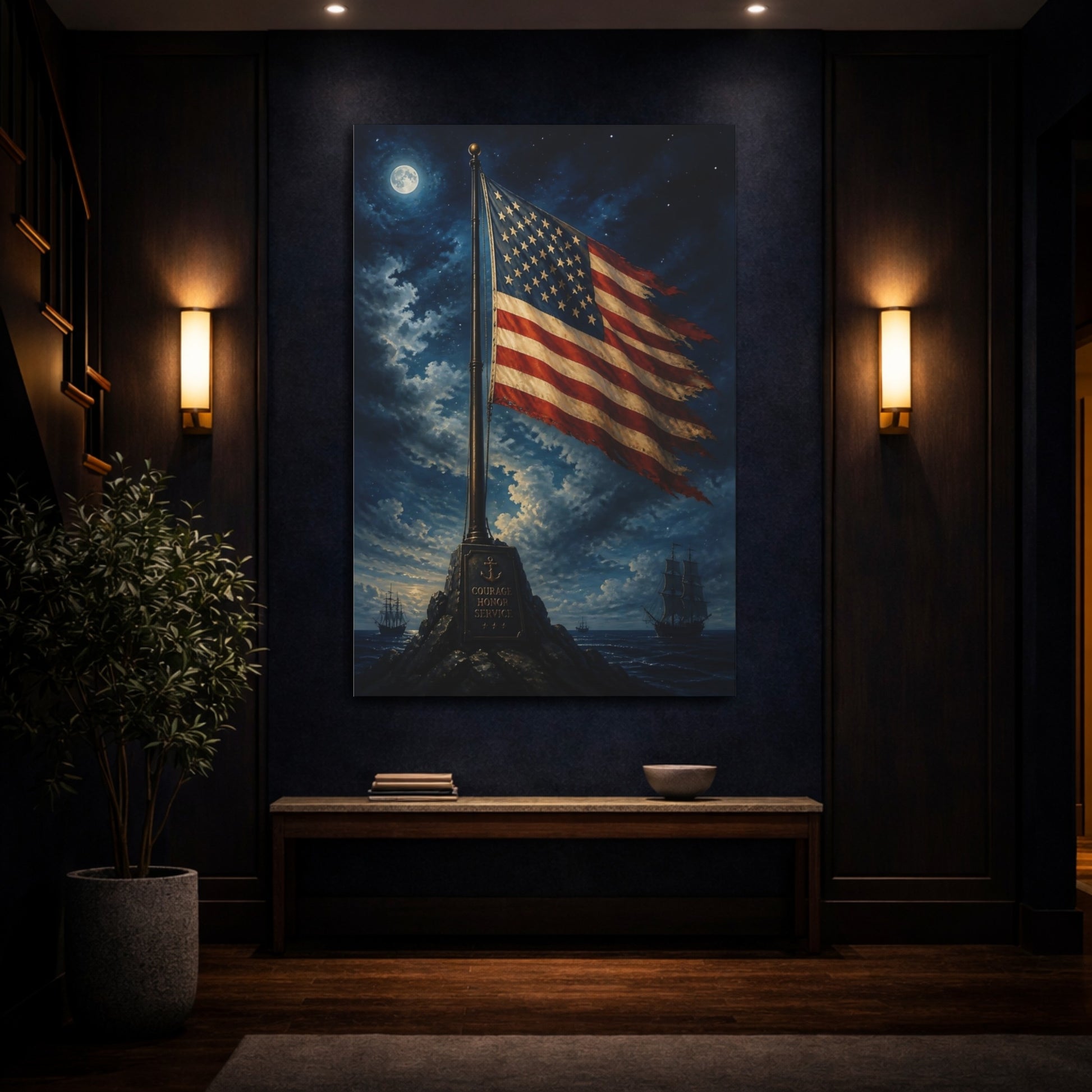 Mockup 4. American Flag Tribute shown as canvas print