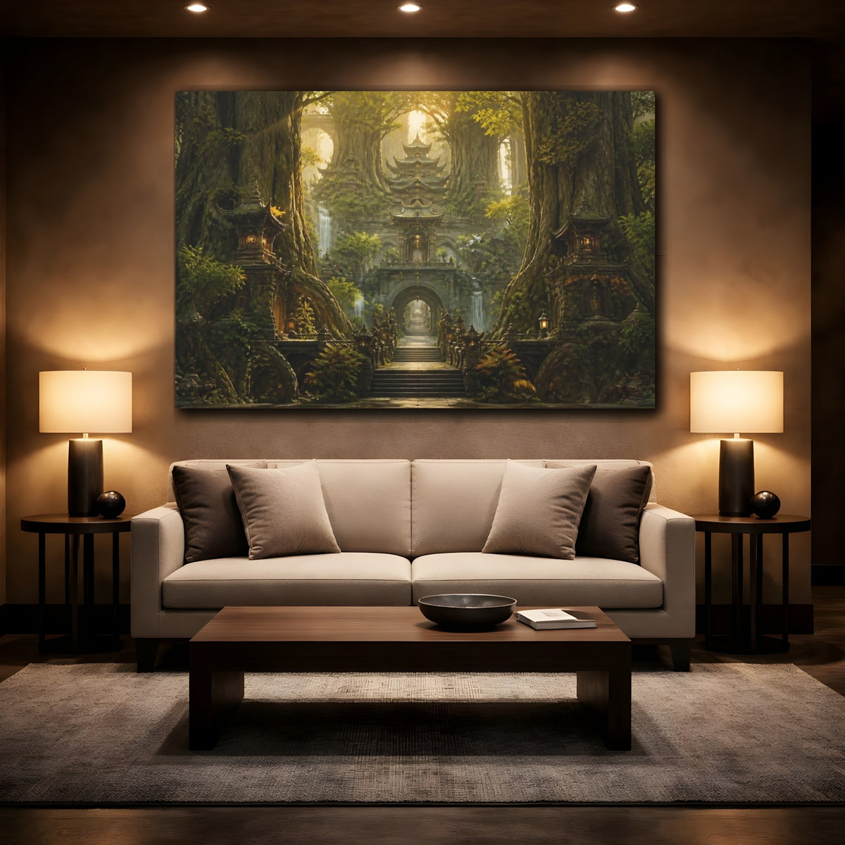 Mockup 2. Ancient Tree Temple shown as canvas print
