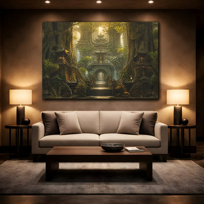 Mockup 2. Ancient Tree Temple shown as canvas print