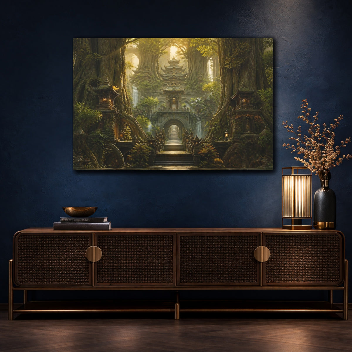 Mockup 4. Ancient Tree Temple shown as canvas print