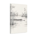 Side Mockup 4. Animals Alligator Black And White Wetland shown as stretched canvas wall art