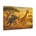 Side Mockup 4. Animals Baby Animals Safari Sunset shown as stretched canvas wall art