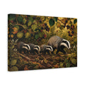 Side Mockup 4. Animals Badgers Badgers In Forest shown as stretched canvas wall art