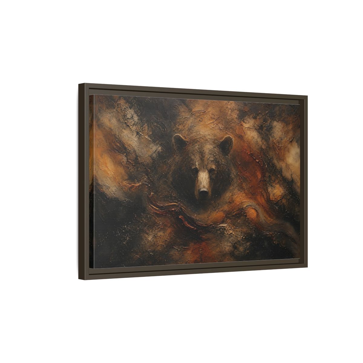 Side Mockup 2. Animals Bear Brown Bear Abstract shown as stretched canvas wall art