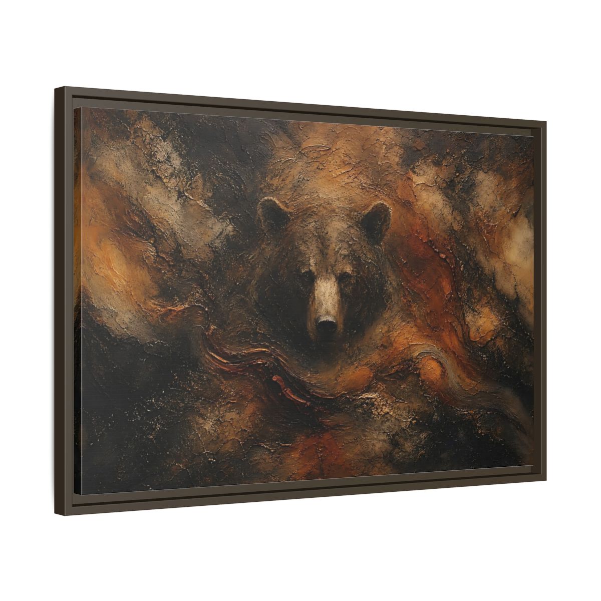 Side Mockup 11. Animals Bear Brown Bear Abstract shown as stretched canvas wall art