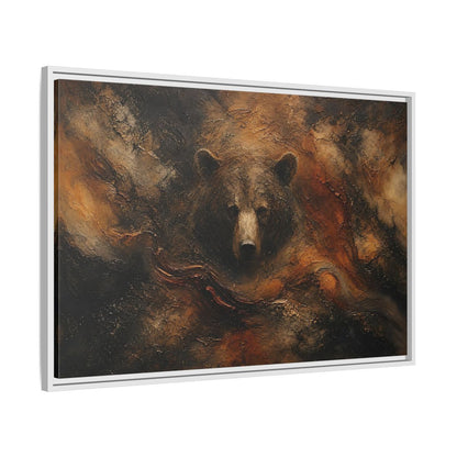 Side Mockup 9. Animals Bear Brown Bear Abstract shown as stretched canvas wall art