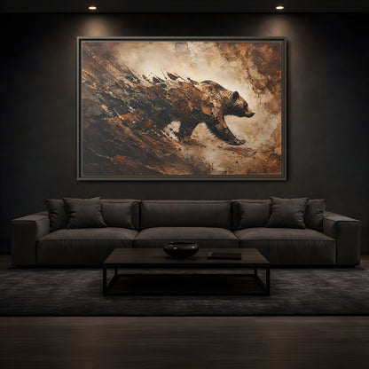 Mockup 3. Animals Bear Brown And Black Bear shown as stretched canvas wall art