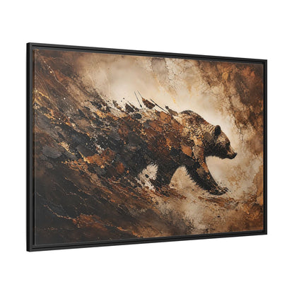 Side Mockup 12. Animals Bear Brown And Black Bear shown as stretched canvas wall art