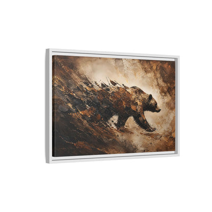 Side Mockup 1. Animals Bear Brown And Black Bear shown as stretched canvas wall art