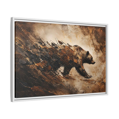 Side Mockup 10. Animals Bear Brown And Black Bear shown as stretched canvas wall art