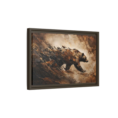 Side Mockup 5. Animals Bear Brown And Black Bear shown as stretched canvas wall art