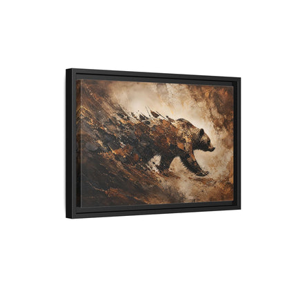Side Mockup 6. Animals Bear Brown And Black Bear shown as stretched canvas wall art