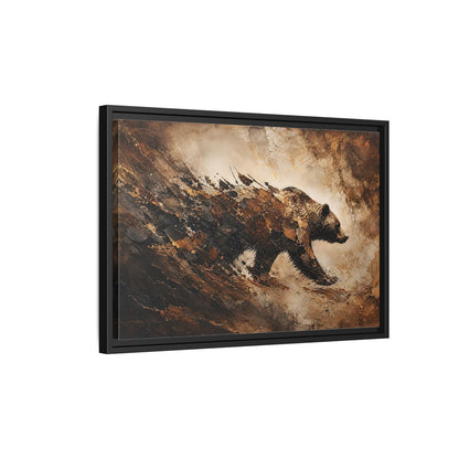 Side Mockup 3. Animals Bear Brown And Black Bear shown as stretched canvas wall art