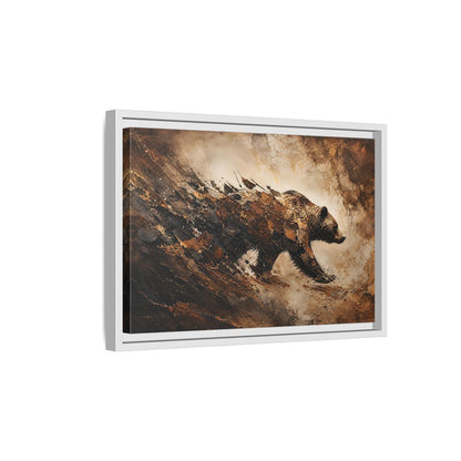 Side Mockup 4. Animals Bear Brown And Black Bear shown as stretched canvas wall art