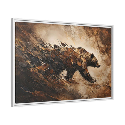 Side Mockup 9. Animals Bear Brown And Black Bear shown as stretched canvas wall art