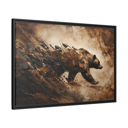 Side Mockup 13. Animals Bear Brown And Black Bear shown as stretched canvas wall art