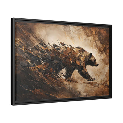 Side Mockup 14. Animals Bear Brown And Black Bear shown as stretched canvas wall art