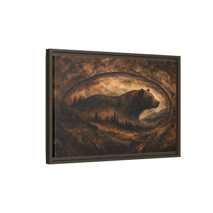 Side Mockup 2. Animals Bear Brown And Gold shown as stretched canvas wall art
