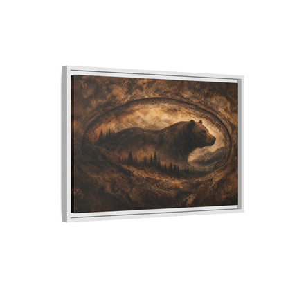 Side Mockup 1. Animals Bear Brown And Gold shown as stretched canvas wall art