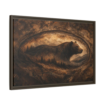 Side Mockup 11. Animals Bear Brown And Gold shown as stretched canvas wall art