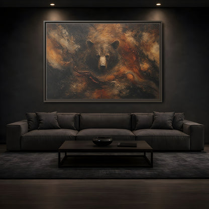 Mockup 3. Animals Bear Brown Bear Abstract shown as stretched canvas wall art