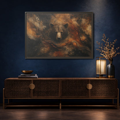Mockup 4. Animals Bear Brown Bear Abstract shown as stretched canvas wall art