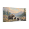Side Mockup 3. Animals Bear Family Brown Bear Family shown as stretched canvas wall art